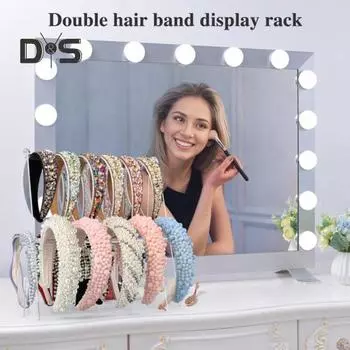 Подставка для ободков для волос, двухслойный съемный прозрачный акриловый держатель для ободков для волос, для розничной торговли, домашнего и коммерческого использования, органайзер для ободков для волос чистый