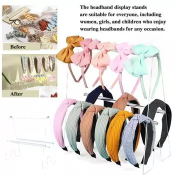 Подставка для ободков для волос, двухслойный съемный прозрачный акриловый держатель для ободков для волос, для розничной торговли, домашнего и коммерческого использования, органайзер для ободков для волос чистый