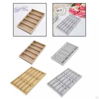 Подставка для очков Портативный держатель для очков Контейнер Органайзер для солнцезащитных очков Khaki 5 Grid Linen