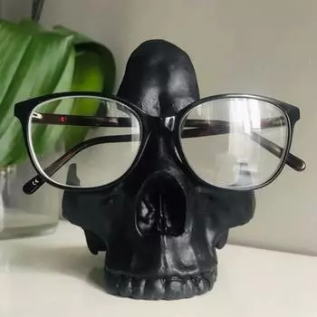 Подставка для очков в виде черепа, статуэтка из смолы, органайзер для ювелирных изделий, подставка для солнцезащитных очков в готическом стиле чёрный