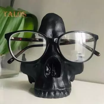 Подставка для очков в виде черепа, статуэтка из смолы, органайзер для ювелирных изделий, подставка для очков в готическом стиле для домашнего офиса, стола, комода чёрный