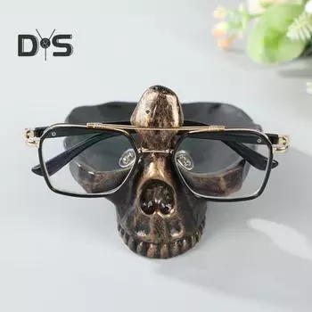 Подставка для очков в виде черепа, статуэтка из смолы, органайзер для ювелирных изделий, подставка для очков в готическом стиле для домашнего офиса, стола, комода чёрный