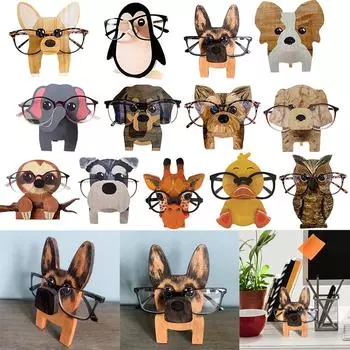 Подставка для очков в виде животных, резная деревянная подставка для очков, солнцезащитных очков, декор для домашнего офиса в форме животных