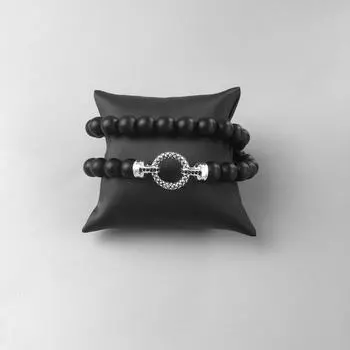 Подставка для ожерелья Pave Obsidian Charm Carrier, модные европейские подарочные ювелирные изделия из стерлингового серебра 925 пробы для мужчин и женщин