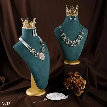 Подставка для ожерелий Пластиковая Золотисто-зеленая, вертикальная, подходящая по цвету, модельная подставка для украшений в форме принцессы, европейская, CreativeOrnaments