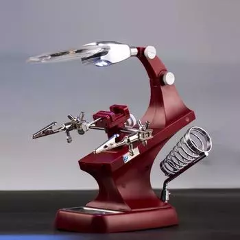 Подставка для пайки со светодиодной подсветкой, стеклянный зажим, лупа, увеличительное стекло красный
