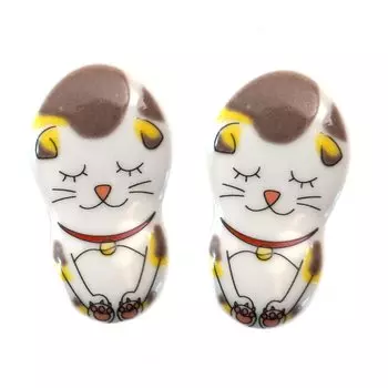 Подставка для палочек для еды Tubbies Kutani Ware, милый набор из 2 пар кошек Calico