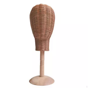 Подставка для парика из ротанга, деревянная основа, отдельно стоящая многофункциональная стойка