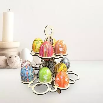 Подставка для пасхальных яиц Yousheng, 2 яруса, деревенский деревянный красочный держатель для яиц, органайзер, подставка для дисплея, домашний офис, кухонный стол, центральное украшение