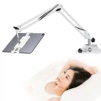 Подставка для планшета последней модели с 4 устойчивыми и не поддерживающими кронштейнами. Подставка для планшета iPad. Подставка для iPad для использования у кровати во время сна. Вращение смартфона на 360 дюймов. белый