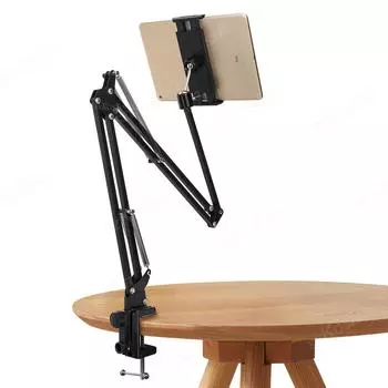 Подставка для планшета, вращающаяся на 360 градусов, настольное крепление для телефона с алюминиевой рукояткой для iPad Pro Air Mini 5,3–8,3 дюйма, держатель Xiaomi Samsung чёрный