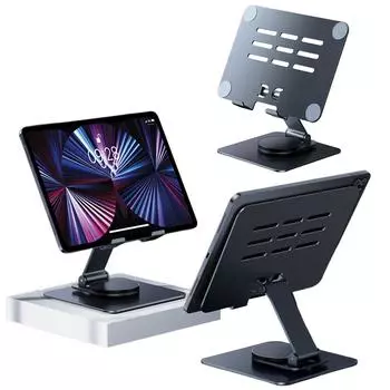 Подставка для планшета, вращающаяся на 360°, регулируемая настольная подставка, нескользящий универсальный держатель для планшета для iPad Pro Air Mini 4–13 дюймов Black