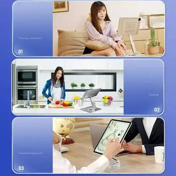 Подставка для планшета, вращающаяся на 360°, складная, регулируемая, алюминиевая, настольная, держатель, крепление для iPad Pro Air 4 Mini 12,9 4-14 дюймов Samsung Ta серебряный