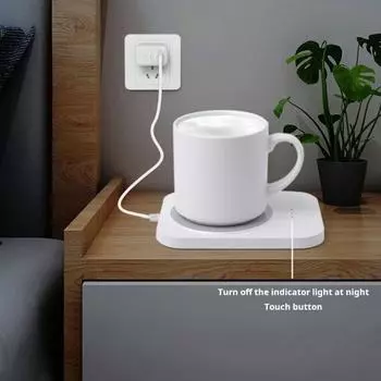 Подставка для подогрева кружек для кофе с функцией автоматического отключения на 10 часов, водонепроницаемая, USB белый