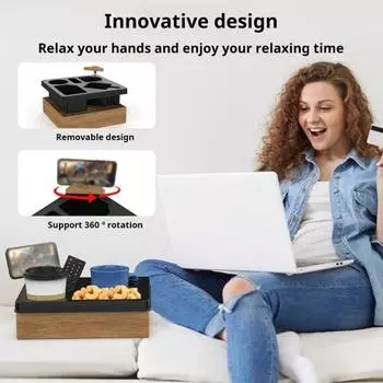 Подставка для подстаканника на диван с поворотом на 360 градусов, подставка для телефона, подставка для дивана для закусок и напитков, водонепроницаемый органайзер для подлокотника дивана-кровати коричневый