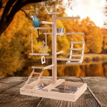 Подставка для попугая из цельного дерева, жевательные игрушки для птиц, деревянная игровая площадка, кореллы