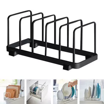 Подставка для посуды, сушка на 5 отделений, поднос для сервировки, держатель для хранения, органайзер для мисок чёрный