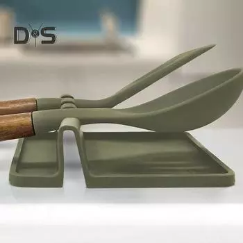 Подставка для посуды Термостойкая вилка Подставка для палочек для еды Щипцы для половника Лопатка Подставка для ложки Гибкий гладкий силиконовый держатель для кухонной посуды чёрный