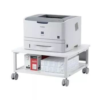 Подставка для принтера, 2 яруса, с роликами, ширина 50 см, глубина 50 см, высота 25 см, большой формат А3, под столом, общая грузоподъемность 50 кг, офисная деревянная белая электронная принадлежность белый