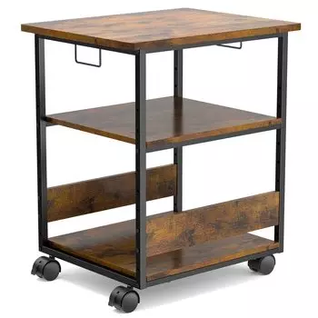 Подставка для принтера MIYOKI Стойка для принтера с роликами Ширина 60 см Глубина 50 см Высота 70 см Общая грузоподъемность 90 кг Совместимость с копировальным аппаратом формата A3 A4 Боковая подставка