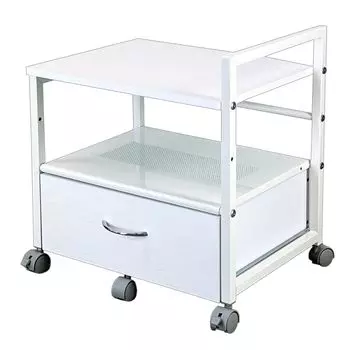 Подставка для принтера с ящиком Тележка для принтера Стойка для принтера с роликами под PJC-7002-WH [Складной стол]