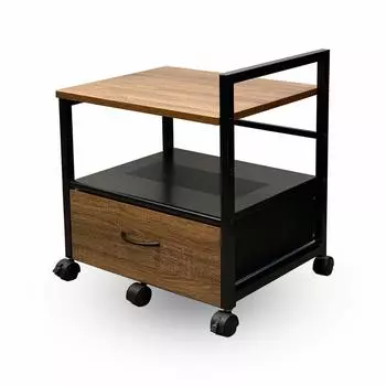 Подставка для принтера Тележка для принтера Стойка для принтера с роликами под PJC-7002-WD2 (Текстура древесины) [С ящиком] [Складной стол]