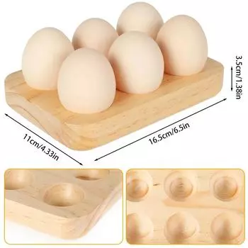 Подставка для яиц, деревянный держатель для яиц, 6 отверстий, органайзер для яиц, экономящий место, подставка для яиц, бытовые принадлежности для хранения яиц на кухне