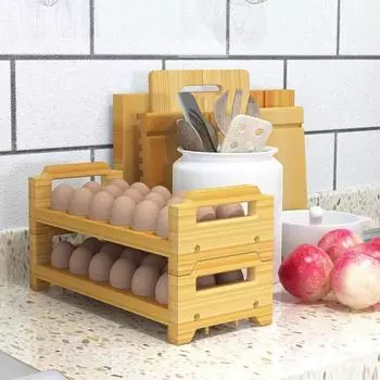 Подставка для яиц на столешницу, штабелируемая полка, большая вместимость, простая в сборке подставка для яиц, кухонный органайзер для хранения