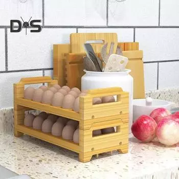 Подставка для яиц на столешницу, штабелируемая полка, большая вместимость, простая в сборке подставка для яиц, кухонный органайзер для хранения