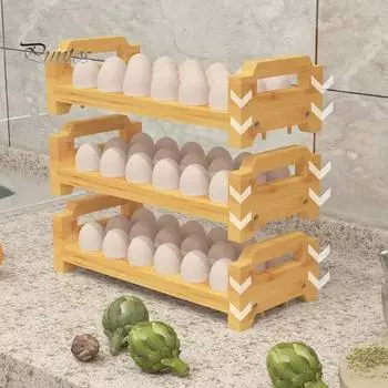 Подставка для яиц на столешницу, штабелируемая полка, большая вместимость, простая в сборке подставка для яиц, кухонный органайзер для хранения