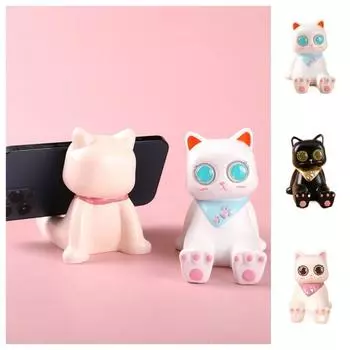 Подставка для рабочего стола из смолы Cat, противоскользящая, в форме кошки, держатель для телефона для просмотра телевизора чёрный