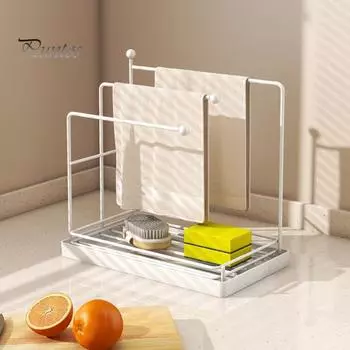Подставка для раковины из нержавеющей стали, стойка для полотенец с поддоном для слива, нержавеющая, устойчивая к коррозии, держатель для губки, держатель для хранения на столешнице кухонной раковины