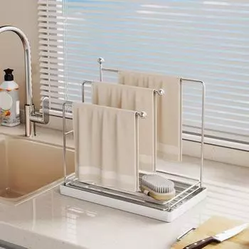Подставка для раковины из нержавеющей стали, стойка для полотенец с поддоном для слива, нержавеющая, устойчивая к коррозии, держатель для губки, держатель для хранения на столешнице кухонной раковины