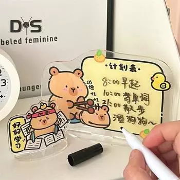 Подставка для расписания с мультяшной капибарой, стираемый ежедневный еженедельник, акриловый знак, доска для заметок, украшение для рабочего стола, рождественский подарок на день рождения