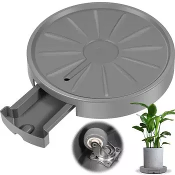 Подставка для растений, 13 дюймов, круглый поддон для растений на колесиках, универсальная стойка для цветочных горшков повышенной прочности со скрытыми колесами серый