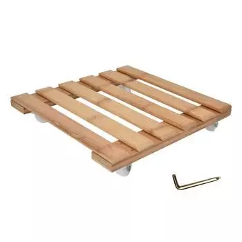 Подставка для растений на роликах, квадратная, со съемным колесом на 360° для цветочного горшка 25x25 см S