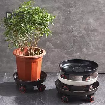 Подставка для растений Rolling Plant Caddy из металла, прочная, с вращающимися на 360° колесами, круглая, многоцелевая, для использования в помещении и на улице 30cm белый