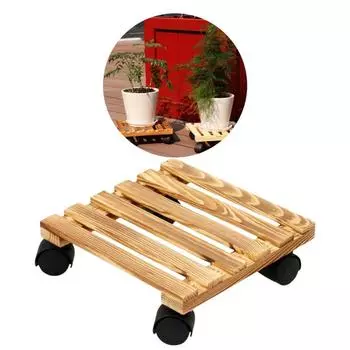 Подставка для растений с колесами Подставка для растений на колесах Подставка для растений на колесах с поворотным роликом для внутренних и наружных работ Подставка для растений из дерева