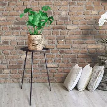 Подставка для растений в помещении и на открытом воздухе, держатель для цветочного горшка, высокая стабильность, нержавеющая, прочная, несущая съемная подставка для растений, стеллаж для хранения чёрный