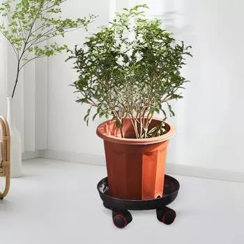 Подставка для растений Yousheng Rolling Plant Caddy из металла, прочная, с вращающимися на 360° колесами, круглая, многоцелевая, для использования в помещении и на улице 30cm белый