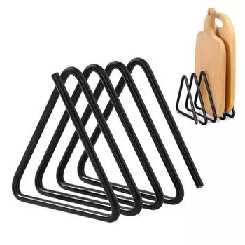 Подставка для разделочной доски, многофункциональная кухонная подставка-органайзер для хранения, треугольный дизайн, удобный держатель для разделочной доски чёрный