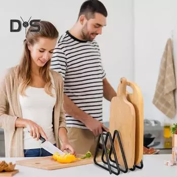 Подставка для разделочной доски, многофункциональная кухонная подставка-органайзер для хранения, треугольный дизайн, удобный держатель для разделочной доски чёрный