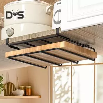 Подставка для разделочных досок, держатель для разделочных досок под шкафом, прочная, выдерживающая большую нагрузку, подвесная стойка для разделочных досок 25cm чёрный