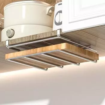 Подставка для разделочных досок, держатель для разделочных досок под шкафом, прочная, выдерживающая большую нагрузку, подвесная стойка для разделочных досок 25cm серебряный