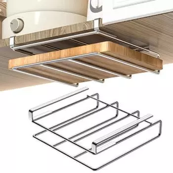 Подставка для разделочных досок, держатель для разделочных досок под шкафом, прочная, выдерживающая большую нагрузку, подвесная стойка для разделочных досок 25cm серебряный