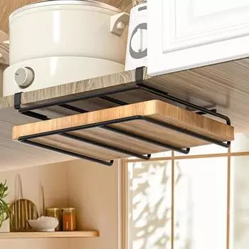 Подставка для разделочных досок, держатель для разделочных досок под шкафом, прочная, выдерживающая большую нагрузку, подвесная стойка для разделочных досок 25cm чёрный