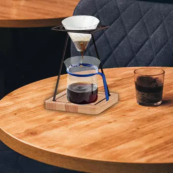 Подставка для разлива Кофеварка для напитков Деревянное основание Железный каркас Станция Держатель фильтра Pillow Shape