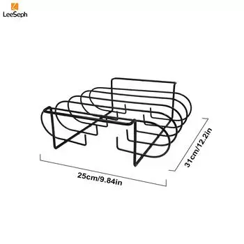 Подставка для ребрышек Leeseph BBQ, подставка для жарки из углеродистой стали с антипригарным покрытием, подходит для копчения, газовой коптильни и угольного гриля, аксессуары для барбекю чёрный