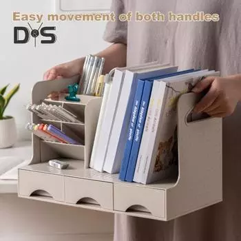 Подставка для ручек, держатель для книг, большой вместительный настольный органайзер с гладкими ручками ящиков, многофункциональный органайзер для хранения канцелярских принадлежностей B белый