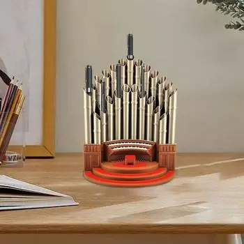 Подставка для ручек для органа Настольная подставка для карандашей с 23 слотами Мини-труба серебряный